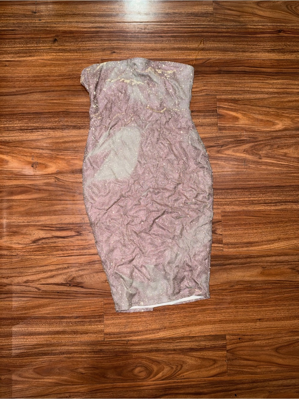NWT boohoo Strapless metallic Pink Sequin Bodycon Dress